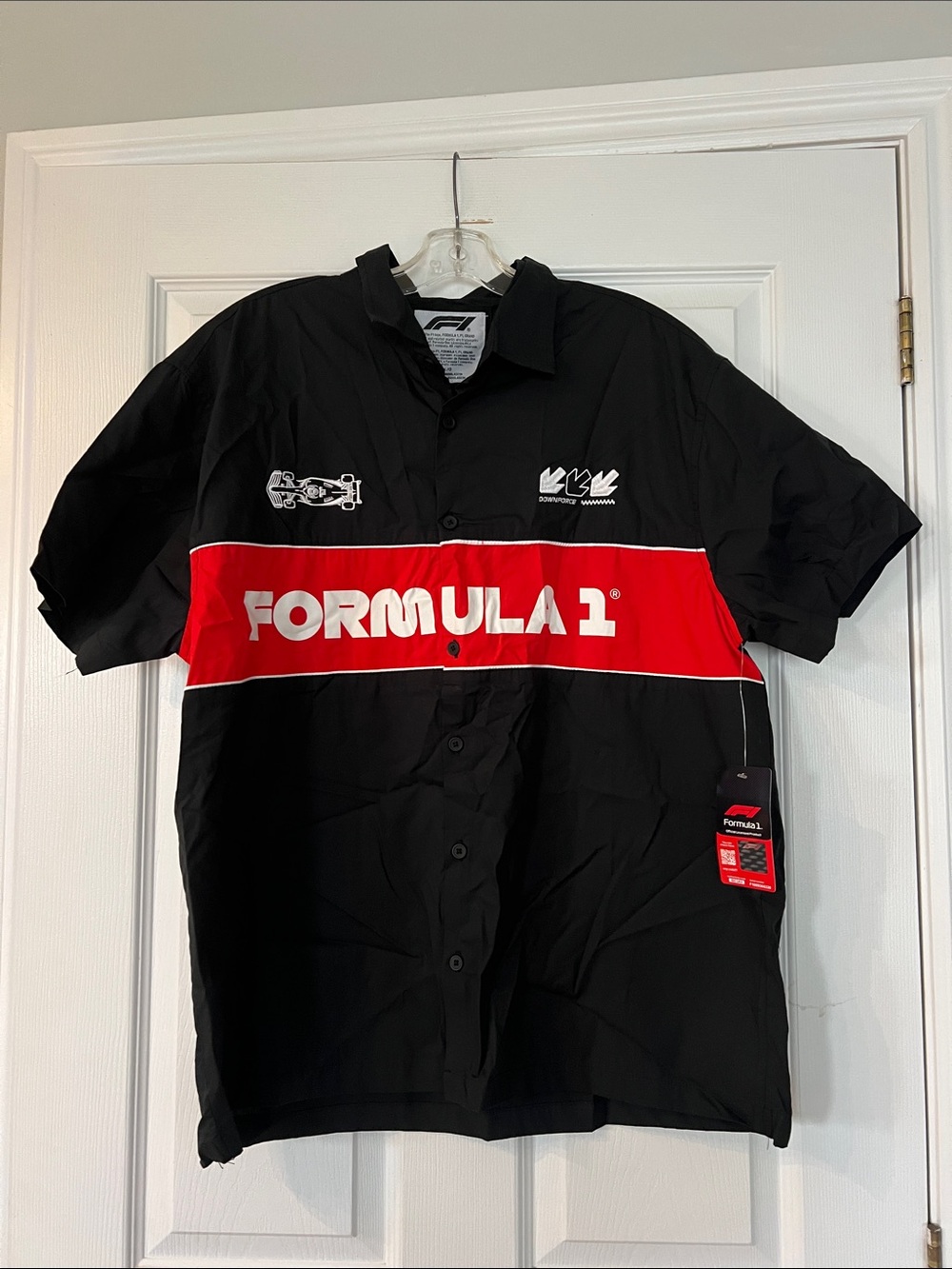 Formula 1 Black Polo Shirt with Red Chest Panel